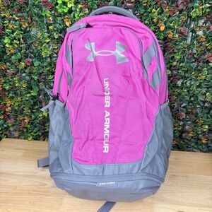 Under Armour Storm Backpack Pink Grey Water Resistant School Gym Bag 1294720